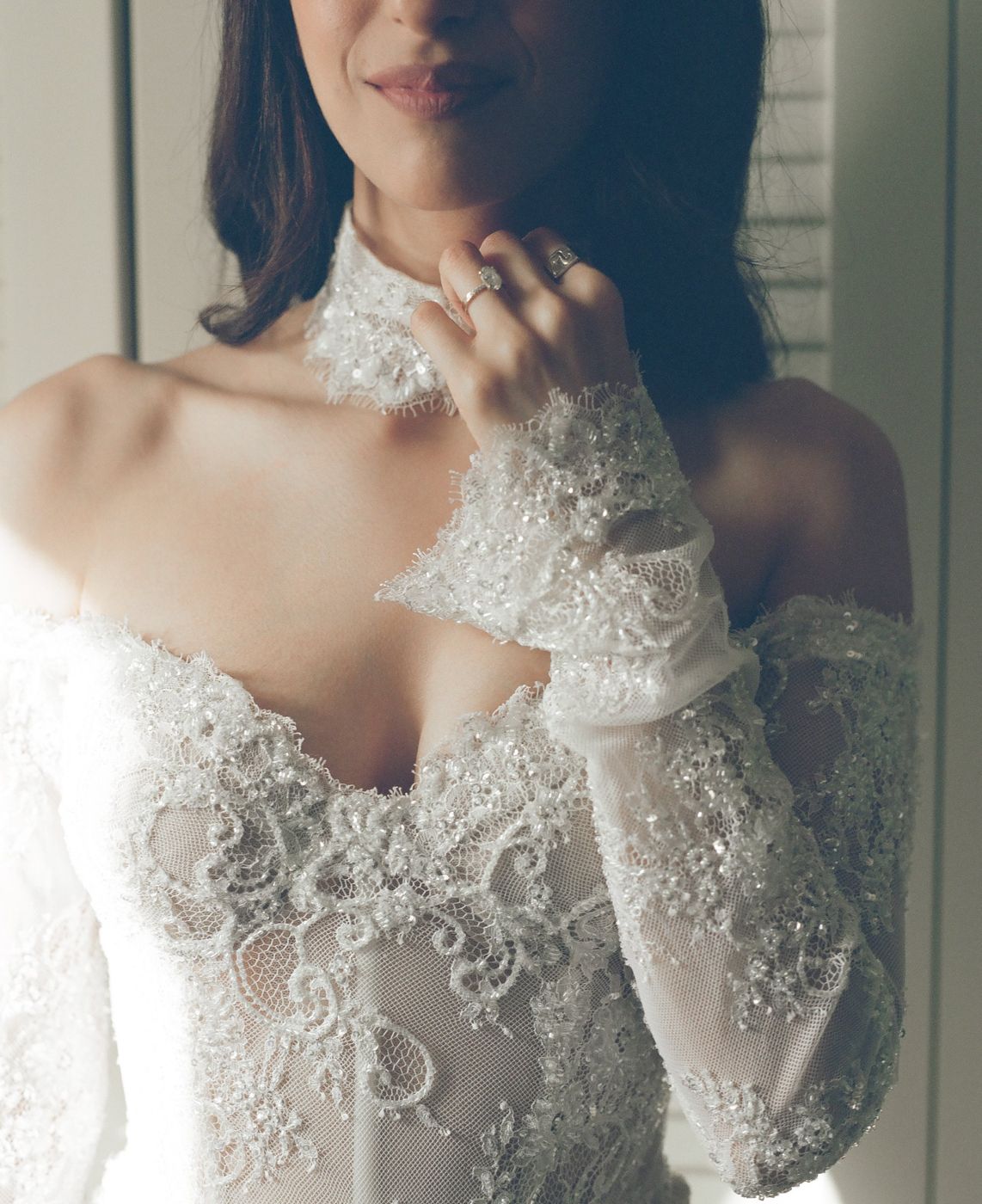 Lace detail of a wedding dress